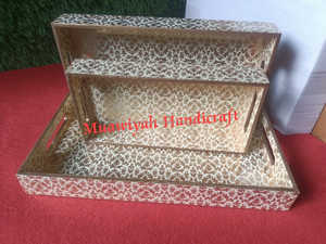 ถาดพิมพ์ลาย MDF ทรงสี่เหลี่ยมผืนผ้าถาดเสิร์ฟงานฝีมือสำหรับโรงแรมร้านอาหารเครื่องครัวใช้ในโรงแรม - Product Image 6