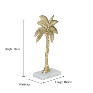 Figura Decorativa de Palmera en Aluminio Chapado en Oro, Hecha a Mano, Decoración Costera Moderna para Mesa de Salón, Hogar, Jaffs Exports - Product Image 2