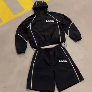 Ensemble survêtement homme tendance : veste coupe-vent en polyester et short, design personnalisé, fermeture éclair intégrale, en nylon - Product Image 3