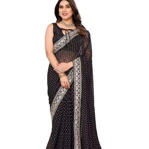 Latest <strong>Designer</strong> Georgette Silk <strong>Bandhani</strong> Printed Lace Border <strong>Suit</strong> by Fab Zone - Product Image 1