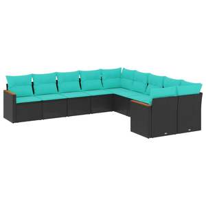 Ensemble de canapés de patio noir et bleu pour meubles de jardin d'extérieur - Product Image 2