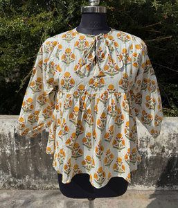 Tunique élégante en coton imprimé, col rond, mini-robe pour femmes, vêtements décontractés d'été - Product Image 4