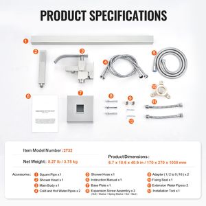 Rubinetto per vasca da bagno a pavimento, miscelatore doccia con rubinetto girevole a 360 gradi, rubinetti per vasca e doccia - Product Image 2