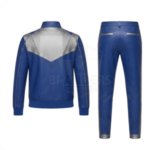 Conjunto Deportivo Urbano de Cuero para Hombre con Chaqueta de Cierre Completo y Pantalones Coordinados, Ropa Moderna de Moda Urbana - Product Image 2