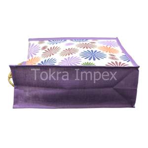 Bolsa de Compras de Yute Ecológica y Natural, con Asas de Caña, Estampado Floral Multicolor, Bolsa de Compras de Arpillera - Product Image 5