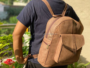 Mochila de cuero genuino de grano completo hecha a mano personalizada para mochila de alta calidad de cuero de vaca personalizada Vintage Unisex - Product Image 4