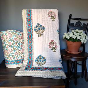 Royal Traditional Indian Double Bed Razai 90x108 Jaipuri Block Print Cotton Hand <b>Quilt</b> <b>for</b> Soft <b>Bedding</b> and Decor <b>for</b> Guest Room - Product Image 5
