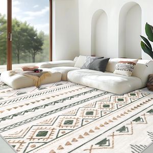 Grande Tappeto Boho Geometrico 5x7, Morbido, Antiscivolo, per Interni, Pieghevole, Lavabile, Senza Perdita di Pelo, per Soggiorno, Auto, Stile Moderno - Product Image 2