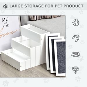 Rampe d'escalier pour animaux de compagnie en bois blanc à 3 marches, antidérapante, pour chats et petits chiens, maisons et meubles pour animaux de compagnie - Product Image 4