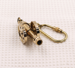 Porte-clés rond en laiton de luxe avec clip et chaîne en métal vintage - Design personnalisable - Product Image 2