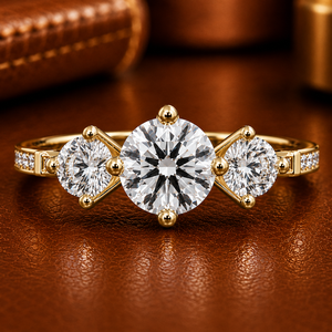 Classic Three Stone <b>Diamond</b> <b>Ring</b> Round Brilliant Cut <b>Diamond</b> IGI Certified Engagement <b>Rings</b> 14K Solid Gold Luxury Wedding <b>Rings</b> - Product Image 1