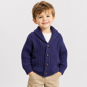 Offre Spéciale mode infantile épais 100% coton couleur Marine côtelé cardigan enfants <span class=keywords><strong>pull</strong></span> design pour les garçons enfants vêtements avec bouton - Product Image 1
