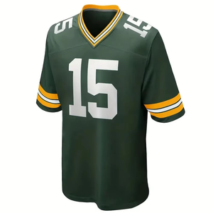 Camiseta Deportiva Verde con Cuello en V de Fútbol Americano con Número 15, Impresión Sublimada, Absorbente de Humedad, Manga Corta, Ropa para Hombre - Product Image 4