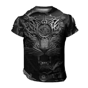 Nouveau T-shirt Homme Oversize à Manches Courtes en Maille Unie, Imprimé Lion Dominant 3D, Collection Été 2026 - Product Image 2