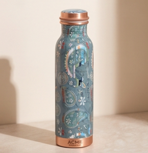 Artisanal Bohemian Printed Copper Water <b>Bottle</b> Eco Friendly Leakproof <b>Flask</b> for Daily Hydration Home Office Gym Yoga and Travel - Product Image 4