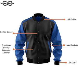 Customised Men's Polyester Breathable Mandarin Collar Varsity Jacket Fashionable Loose Casual Letterman Patch Baseball <b>Coat</b> - Product Image 2