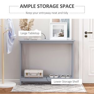 Consolle da Ingresso a 2 Livelli dal Design Moderno con Ripiano Portaoggetti, Tavolo da Divano Grigio - Product Image 4