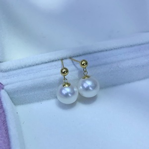 7-8mm 925 Silver Freshwater <b>Pearl</b> <b>Earrings</b> Wind-Blown Short Line Zhuji Natural High Gloss Bright Round <b>Pearls</b> - Product Image 1