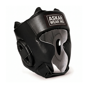 Askar Wear Ind <b>Boxing</b> <b>Headgear</b> Cowhide Leather Protective Training Gear Adult Size Black - Product Image 2