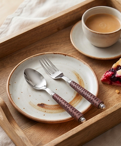 Ensemble de couverts jetables en acier inoxydable marron avec têtes en métal argenté pour la maison, les restaurants, les cafés et l'usage quotidien - Product Image 4