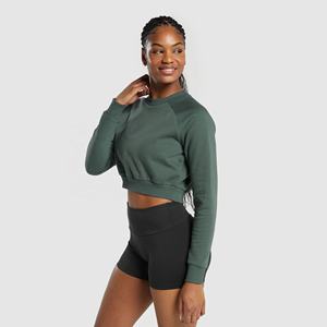 Sudadera Corta de Invierno Personalizada para Mujer, Tejida, 100% Algodón, Transpirable, de Manga Larga, Estilo Urbano - Product Image 1