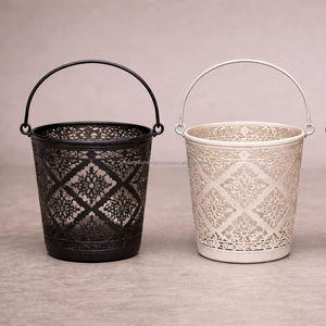 JM INTERNATIONAL Porte-bougies votives arabes en métal faits à la main, forme cylindrique, lot de 3 pour la décoration de la maison - Product Image 1