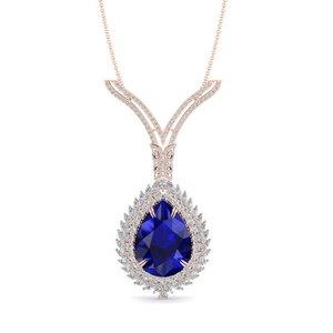 REYES Wholesale Price Pear Cut Blue Sapphire Gemstone Necklace in 14K <b>Solid</b> <b>Gold</b> GRA Certified Moissanite Fine Jewelry For Women - Product Image 2
