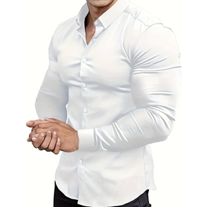 เสื้อเชิ้ตผู้ชาย OEM สำหรับงานทางการ ผ้าฝ้ายทวิล 100% ทรงเข้ารูป สวมใส่ทำงานในออฟฟิศ คุณภาพสูง ขายส่งจากโรงงาน - Product Image 3