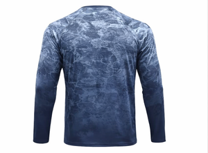 Camisa de Pesca con Protección UV para Hombre, Camuflaje Azul, Manga Larga, Poliéster de Alto Rendimiento, Logotipo Personalizado - Product Image 2