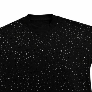 T-shirts surdimensionnés pour hommes avec strass, style streetwear, coupe ample, t-shirt d'été respirant en coton pour hommes - Product Image 4