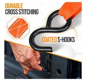 Sangle d'arrimage en polyester premium de 25 mm avec crochets en S pour la fixation de marchandises légères et le transport d'équipements durables - Product Image 4
