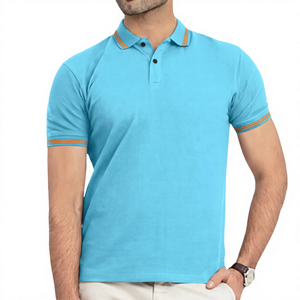 <b>Men's</b> Black 100% Cotton Short Sleeve <b>Shirt</b> <b>Orange</b> Trim Casual Solid Design Pocket Breathable Knitted Quick Dry Front Logo 180g - Product Image 6