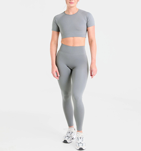 Leggings de Yoga de Cintura Media sin Costuras, Color Sólido, Pantalones Deportivos para Mujer, Cintura Elástica, Poliéster/Nailon Elástico - Product Image 2