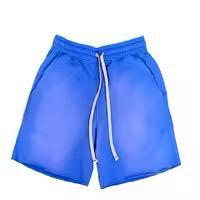 Shorts de survêtement pour homme en molleton bouclette 100% coton, couleur unie, délavé à l'acide, effet soleil, bords bruts, délavé par pulvérisation, effet pierre cirée - Product Image 4