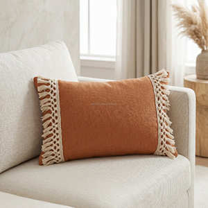 30 × 50 cm Long Lumbar Cotton <b>Pillow</b> Cover Decorative <b>Fringe</b> <b>Trim</b> Bench Cushion Organic Modern Decor - Product Image 1