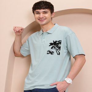 Blue Black Men's for T-<b>Shirt</b> ODM Woven 100% Cotton Fabric for Collar Drop Shoulder <b>Half</b> Sleeves <b>Button</b> Closure - Product Image 5