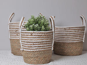 High Quality Water Hyacinth Seagrass Storage Basket Planter, Natural Handwoven Wicker Flower Pot, Eco-Friendly Rustic Decor - Product Image 4