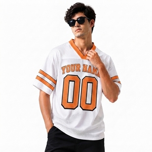 เสื้อฟุตบอลสตรีทแวร์พรีเมียม 100% โพลีเอสเตอร์ พิมพ์ลายด้วยความร้อน คอวี แขนสั้น รับผลิตตามแบบ OEM - Product Image 5
