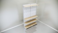 Étagère gondole métallique double face à 4 niveaux, revêtement poudré, panneau solide, anti-rouille, antidérapante, pour épicerie, directement de l'usine One Tech