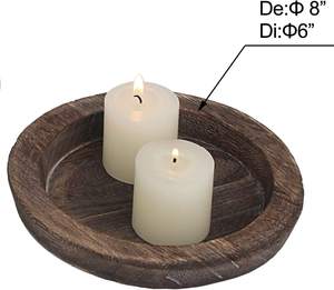 Support de bougie en bois, plateau décoratif de style farmhouse, plateau rond pour bougie pilier, base rustique pour centre de table de salon - Product Image 4