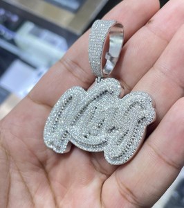 Colgante de Rey Iced Out de Moissanita, Plata de Ley 925, Joyería Hip Hop, Color D VVS, Collar con Letras, Pasa Prueba de Diamante, Regalo para Hombre - Product Image 4