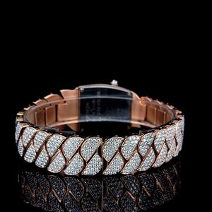 Montre de luxe à quartz ETA, cadran en cristal saphir, matériaux en moissanite argentée, largeur de bracelet 15 mm, fermoir caché, pour homme, mariage, soirée - Product Image 2