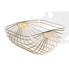 Vente en gros, fil métallique carré, dessus de Table personnalisé, Restaurant de fruits, bol de légumes de haute qualité doré - Product Image 1