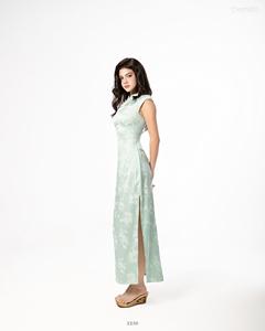Wholesale Women's Modern Floral Brocade Cheongsam Maxi <b>Dress</b> with Side Slit ET3230 - Product Image 2