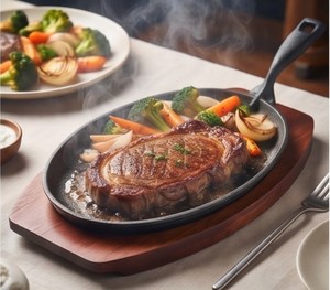 Plancha de Hierro Fundido con Base de Madera y Asa Desmontable, Sartén Antiadherente para Servir en Restaurantes Profesionales - Product Image 3