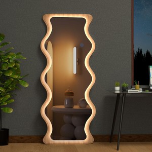 Acacia Wood Wall <b>Mirror</b> Wholesale - Modern LED Wooden <b>Mirror</b> - Product Image 1