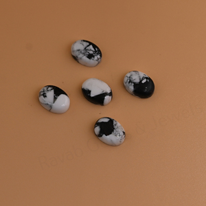 Turquoise Buffalo Blanc Naturel 10x14mm Forme Ovale Dos Plat Poli Brillant Lisse Cabochon Libre pour Fabrication de Bijoux Pendentif - Product Image 5