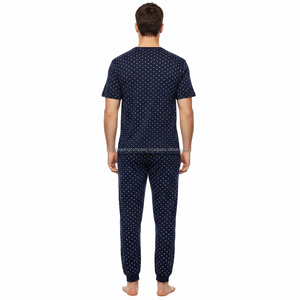 Custom 100% Cotton Sleepwear Men Plain Blank Pajama <b>Set</b> High Quality Soft Breathable Nightwear PJS Manufacturer Wholesale Bulk - Product Image 5