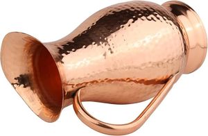 Carafe à eau en cuivre artisanale avec poignée, pichet à eau en métal traditionnel pour la cuisine et la salle à manger - Product Image 2