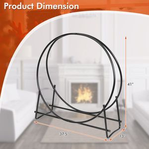 40-Inch Tubular Steel <b>Log</b> Hoop Firewood Storage Rack for Fireplace Sets & Accessories - Product Image 4